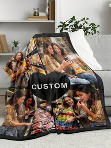 1pc Custom Photo Text Flannel Throw Blanket 280GSM, Personalized Soft Cozy Warm Comfortable Lightweight Blanket, Machine Washable All Seasons Suitable Flannel Blanket, Portable Travel Camping Car Office Sofa Bed Couch Blanket, Great Gift For Men Women Mom Dad Couples Grandmother Grandfather Son Daughter Brother Sister Wife Husband Coworker Colleague Teacher , Birthday Anniversary Christmas Valentine's Day Mother's Day Father's Day Graduation Halloween Women's Day Thanksgiving Teacher Appreciation Week International Nurses Day Back To School National Es Day Boss's Day Independence Day Gift, Ideal For Relaxing Lounging Snuggling Decorating Gifting, Customizable With Your Favorite Photos Messages Names, Ultra Soft Plush Feel, Durable Easy Care Fabric, Versatile Home Travel Use, Heartwarming Sentimental Practical Present - style-5 - 查看 9