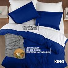 Duvet Covers SetsUtopia Bedding - Juego de funda de edredón tamaño King con cierre de zíper 3 piezas - 1 funda de edredón con 2 fundas de almohada - Microfibra cepillada suave 264 x 229 cm King azul reyDuvet Covers Sets - Azulreal - Ver 2