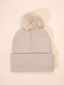 3 件套儿童/幼儿 Y2K 风格纯色针织帽带绒球，户外保暖休闲冬季帽适合日常通勤 - 彩色 - 查看 4