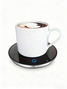 Tazza da caffè con riscaldatore elettrico alimentato tramite USB - Mantiene le bevande calde a 55°C, ideale per caffè, tè, acqua e cioccolata - Design elegante argentato