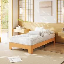 Twin Bed Frame, Platform Wood Bed Frame,And Metal Slat Support, 10.24-Inch Underbed Storage, Solid Wood Durability, Silent Stability, Easy Assembly  Twin Nature Platform Bed Frame,Solid Wood Bed With Strong Wooden Slats,No Box Spring Needed,Minimalist Bedroom Furniture,Contemporary Wooden Bed Frame,Easy Assembly - 松木 - 查看 4
