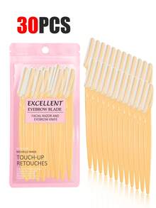 30pcs Exquisite Bagged Men's And Women's Facial Razors, Eyebrow Trimmers And Facial Hair Removers, Facial Hair Removal, Men's And Women's Facial Razors, Hair Trimming Tools, With Precision Sleeves, Hair Removers, Eyebrow Trimmers, Easy To Carry For Travel 1/3/6/12/24pcs (Pink)