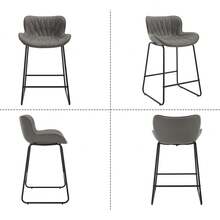 Chairus 2PCS Bar Stools PU Leather Metal Legs Orange (Bar/Kitchen) - Grey - View 7