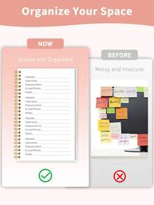 1本A6密码笔记本 - 快速互联网密码记录簿，包含网站、用户名、地址簿、纪念日、生日和备注，适用于家庭、返校、办公室、女士办公桌，记录互联网登录信息 - 彩色 - 查看 8