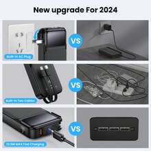 30000 mAh Power Bank, Cargador portátil de Banco de energía con Enchufe de Carga, con Dos Cables de Carga(Negro) - 1 - Ver 7