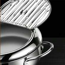 304不锈钢温控深炸锅 - 适用于燃气灶、电磁炉和电炉 - 銀色 - 查看 6