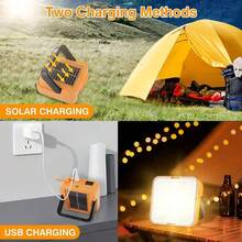 Portable Solar Light Multifunctional Solar And USB Rechargeable LED Flashlight- Portable, Magnetic And Emergency Lighting For Camping, Night Markets And Power Outages-64LED Upgraded Version Super Bright Light, Perfect Gift For Christmas, Thanksgiving, Christmas Decor - 黃色 - 查看 2