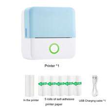 Mini Thermal Label Printer, Includes 5 Rolls Of Paper, Portable Wireless Inkless Printer, Compact Pocket Printer, Suitable For Photos, Diaries, DIY - X6 Blue + 5 Rolls Of Stickers - View 12