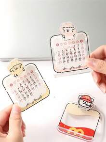 1pc Multi-Functional Desktop Calendar, Memo Clip, Cute Card Holder, Desk Decor, Ideal For Marking Important Dates And Holidays, Place In Front Of Computer - Multicolor - View 4
