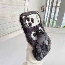 Funda de teléfono de peluche de chihuahua de dibujos animados, nueva temporada de invierno 2025, compatible con Apple 11 12 13 14 15 16 17 Air Pro Max, Galaxy S23 S24 S25 Plus Ultra, A14 A15 A16 A17 A05S A35 A26 A36 A56 A54 A55 A56 4G/5G, cubierta protectora suave de TPU a prueba de golpes - Gris - Ver 4