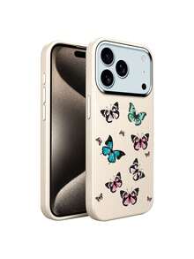 Funda de piel para iPhone 17 Pro Max 17 Air, pantalla completa, rosa, mini mariposa, alta calidad, protección contra caídas - Beis - Ver 13