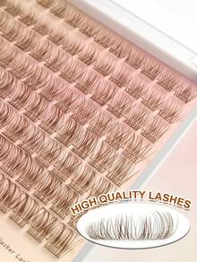 Rikuaild 96pcs Brown Fluffy False Eyelashes, Soft & Criss-Cross Fibers, Natural Look, Suitable For Travel & Everyday Makeup