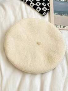 1顶女士百搭贝雷帽，保暖画家帽，复古英伦风，简约设计，适合日常佩戴，秋冬季 - 彩色 - 查看 14