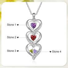 1件个性化心形诞生石项链，母亲节礼物，送给她的礼物，女士珠宝，银饰，DIY珠宝，女士首饰，圣诞节、母亲节、情人节、生日、周年纪念日、毕业典礼或送给朋友、同学和家人的理想礼物 - 銀色 - 查看 6