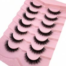 7 Pairs Natural Lashes Short Eyelashes Wispy False Mink Lash Pack Natural Look Fluffy Cat Eye Strip Eyelash Small Fake Lashes Sets For MUA And Beginners Daily Makeup