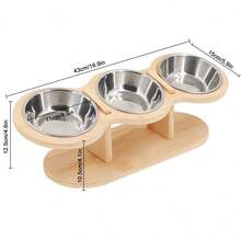 Comedero elevado para gatos, 3 tazones de acero inoxidable elevados con soporte, tazón para gatos inclinado 15°, anti vómito, fatiga de bigotes y apto para lavavajillas - Albaricoque - Ver 8