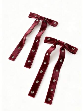 2pcs Women's Bowknot Elastic Hair Clips, Suitable For Daily Use, Hair Claws, Hair Slide, Hair Barrettes