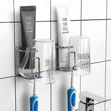 Stainless Steel Adhesive Wall Mounted Toothbrush Holder, 3 In 1 Organizer For Toothbrush, Toothpaste, And Cup (Silver (1 Pack)){Inchcolor_nameinch:InchSilver(1Pack)Inch} - Silver(1Pack) - View 3
