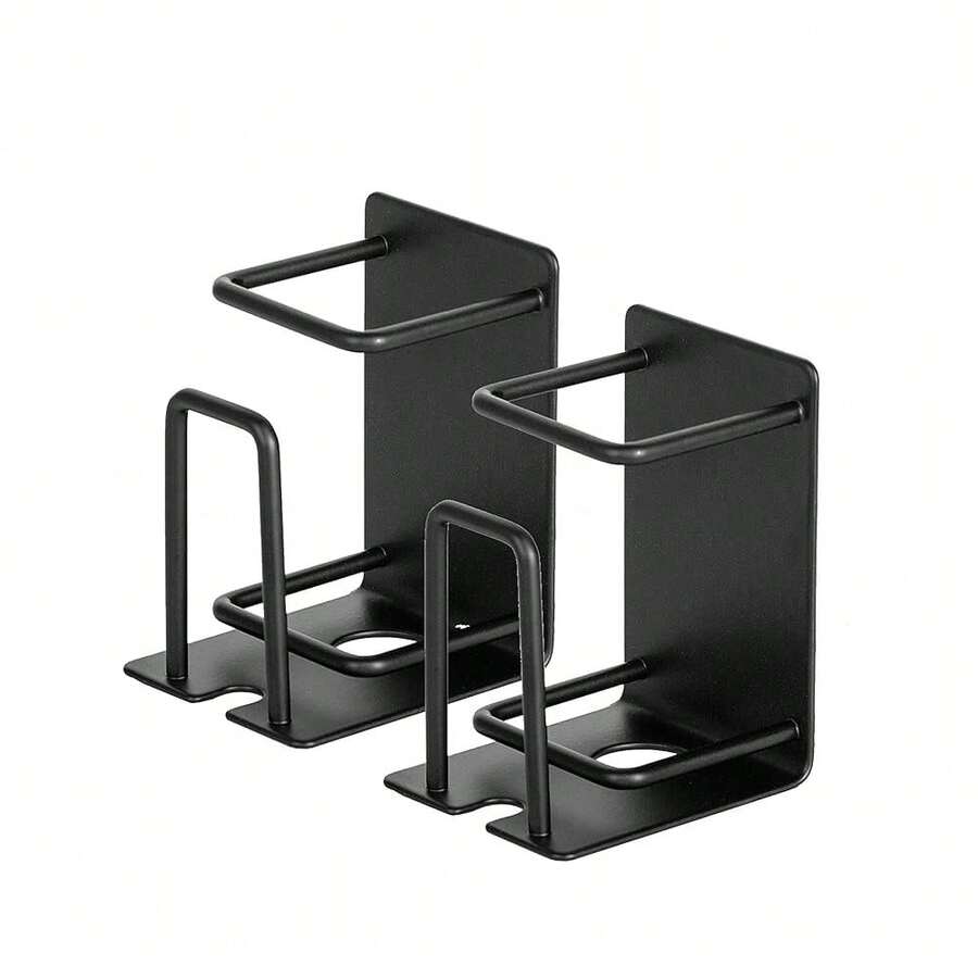 Soporte para cepillo de dientes montado en la pared de acero inoxidable, organizador 3 en 1 para cepillo de dientes, pasta de dientes y vaso (Negro (2 unidades)) - Negro (paquete de 2) - Ver 1