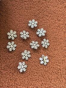 10Pcs Sparkly Rhinestone Snowflake Hair Clip Hair Barrettes, Christmas Metal Alligator Clips Hair Accessories ForGirln Princess Long Thick Hair Winter Xmas Hairpins Christmas Party Gifts - Multicolor - View 4