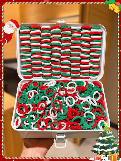 200/300/400pcs Women's Christmas Basic Hair Scrunchies, Simple & Fashionable Design, Suitable For Christmas & New Year Hair Styling