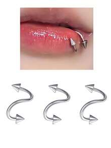 Punk Spike Spiral Lip Rings Stainless Steel 16G S Shape Lip Piercing Rivet Labret Piercing Jewelry Cartilage Earrings Helix Piercing Lower Labret Studs Eyebrow Piercing Jewelry 8mm - Multicolor - View 14