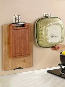 2/4/6个装时尚不锈钢拉丝壁挂式加厚重型储物挂钩，不锈钢可折叠水槽挂钩 - 易于安装，无需钻孔壁挂式储物架，适用于浴室和厨房，易于安装，金属材质，实用，适合庭院收纳，多功能挂钩