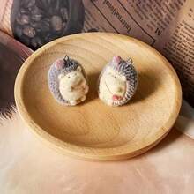 2pcs Cute 3D Flocked Hedgehog Resin Pendant Cartoon Animal Keychain Bag Accessories Phone Gifts For Women Gifts For Men Personalised Gifts Funny Gifts Stocking Stuffers Phone Charm - Multicolor - View 6