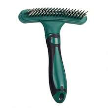 Pet Grooming Comb Poodle Detangling Comb Comfortable Handle Durable Plastic Metal - Double Row Of Stainless Steel Teeth - Undercoat Comb For Dogs, Cats, Short-Haired And Long-Haired Dogs