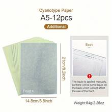 طقم ورق سيانوتايب شمسي - 12 ورقة لكل عبوة بأحجام A4/A5/A6، فيلم أزرق عالي الجودة لطباعة الشمس مواد DIY للفن والحرف اليدوية والفوتوغرام والطباعة والمشاريع الفوتوغرافية، تقنية تصوير مفعلة بضوء الشمس - متعدد الألوان - مشاهدة 14
