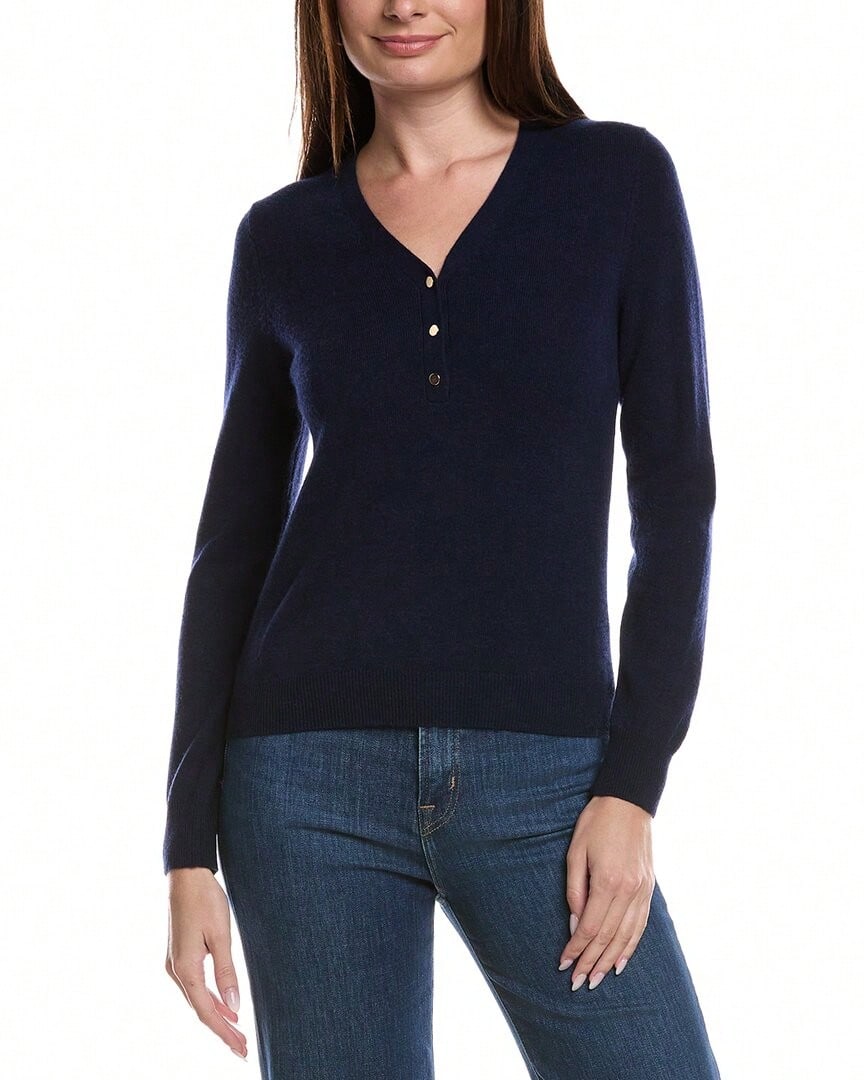 Bruno Magli Wool & Cashmere-Blend V-Neck Henley Sweater - Hải quân - Xem 1