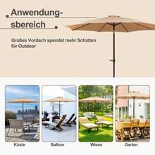 Elegant 300 X 245 Cm Double-Glass Garden Parasol With Crank And 8-Fold Ribs: Innovative Suspension System, Double-Layer Waterproof Fabric And Tilt Adjustment For Patio And Garden (Khaki) - Khaki - View 3