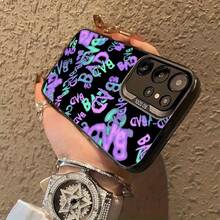 Funda con patrón de texto colorido BAD para Samsung Galaxy S25ULTRA, S24PLUS, S23FE, S21PRO, S22, S20+, A03S, A05S, A14, A31, A53, A34, A10, A04E, M04, A33, A35, A55, A72, A71, A70, A22, A16, A06, A20S, A54, anti-suciedad, a la moda, moderna, colorida, plateada IMD - Colores mixtos - Ver 7