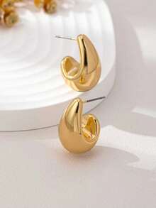 2 件套简约优雅光泽线条水滴形金手镯和粗戒指首饰套装，适合女性日常佩戴、派对、约会和礼物 - 金黃色 - 查看 14