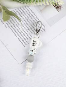 Móc khóa hạt silicon hình cốc cà phê và hoa cúc dành cho nữ, móc khóa túi/ví, vòng tay, móc chìa khóa, quà tặng Ngày của Mẹ - Màu cà phê - Xem 25