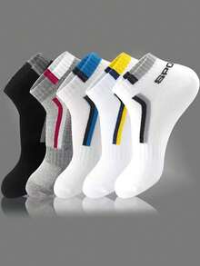 5 Pairs/Set Summer Lightweight Breathable Solid Color Tennis Socks - Multicolor - View 6