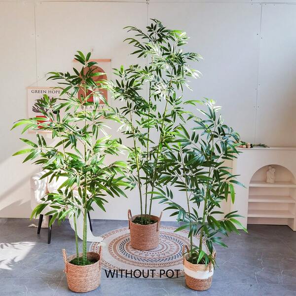 1 pièce Nouvelles branches de bambou vert artificielles de 150-240 cm, fausses feuilles pour la décoration intérieure, plante artificielle pour la maison, le jardin, l'hôtel, la fête de Noël