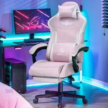 GTPLAYER Chaise gaming ergonomique avec soutien lombaire - Siège PC à large assise - Charge max : 150 kg - Rose bonbon - Voir 4