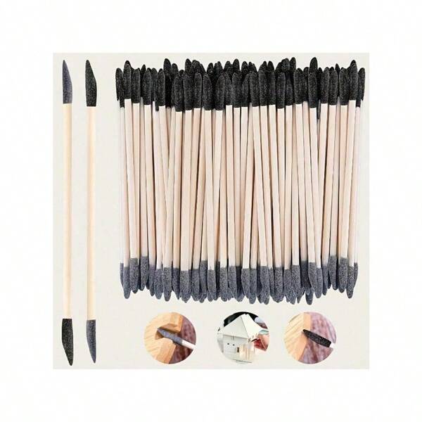 Professional Double-Ended Sanding Sticks - Dual 150/280 Grit Sanding Rods With Wood Handles & Sandpaper Tips - For Woodworking, Nail Art, DIY Projects, Model Building - Ideal For Detailing, Gap Cleaning, Smoothing - Crafting Tools For Professionals & Hobbyists, Wood Working Tools, Model Building Supplies, Doubleended Design, Durable Construction