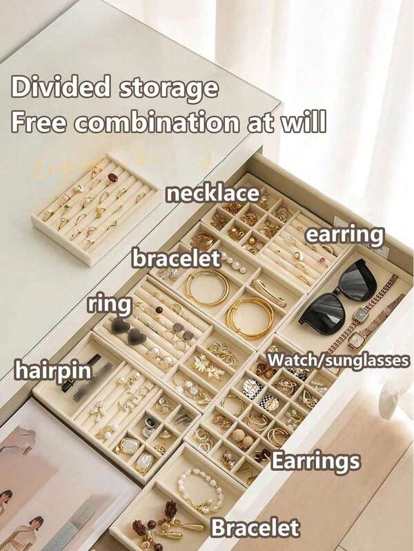 5-teiliges Samt-Schmuckschalen-Set für Weihnachtsdekoration, stapelbarer Schmuckkasten, Mini-Schmuckbox, Ring-Halskette-Armband-Ohrring Aufbewahrung und Präsentationsschale - geeignet für Frauen, die zur Schule zurückkehren