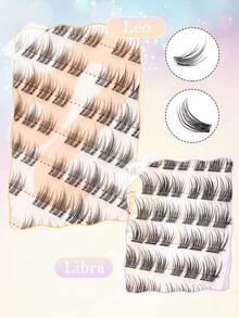 136pcs Glue-Free Segmented False Eyelashes, VBS Constellation Series Glue-Free Removable Eyelash Clusters, Leo + Libra Combination, Natural & Lengthening, Sweet & Gentle Styles, Cartoon Eye Makeup, Detailed Curled Lashes, Lash Extension Level Eyelash Set, Suitable For Daily Wear, Beauty Influencers, Dates - Black - View 6