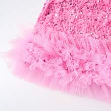 LONTAKIDS Toddler Girls Sequin Dress Sparkly Gown Party Dresses Little Kids A-Line Velvet Dress - 粉色 - 查看 6