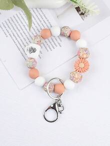 Móc khóa hạt silicon hình cốc cà phê và hoa cúc dành cho nữ, móc khóa túi/ví, vòng tay, móc chìa khóa, quà tặng Ngày của Mẹ - Màu cà phê - Xem 14