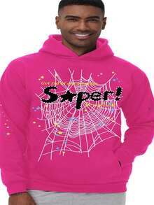 Y2K Hoodie Set Cobweb Spider Style Hoodie Pant Casual Tracksuit Long Sleeve Athletic Suit  Halloween    Regular Fit    Drawstring  Pocket    Halloween - 粉色 - 查看 5