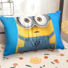 1pc Minions Cartoon Animation Cushion Cover, Anime Style Decorative Pillow Cover, Suitable For Bedroom, Sofa, Car And Home Decor, Living Room Pillow, Beautiful Modern Cushion Cover, Cute Room Decor, Fun Pillow, Sofa Cushion Cover, Car Pillow Cover, Playful Home Decor, Cartoon Design, Machine Washable, Zipper Closure, Stylish Home Textiles, No Inner Filling