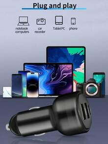 1pc Pink New Bling USB Car Charger 5V 2.1A Dual Port Fast Adapter Car Decor Car Rhinestone Car Accessories Interior For Woman - Pink - View 10