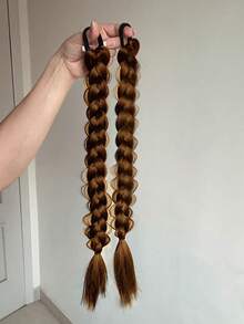 2 paquetes de trenzas con bandas elásticas, extensiones de cabello sintético para mujeres, cabello liso, estilo universal, accesorios para el cabello de uso diario. Pelucas europeas y americanas para mujeres, trenzas largas, coletas, bandas de cabello sintético largo de moda, trenzas altas, coletas falsas. - Multicolor - Ver 11