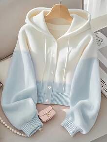 Women'S Casual Pink & White Color Block Hooded Sweater - Cozy Long Sleeve Cardigan With Button Details, Perfect For Fall/Winter, Relaxed Fit, Long Sleeve Sweater   Women's Winter Clothing Of Women's Winter Clothing Women's Winter Fashion Women's Winter Promotion Of Women's Winter Clothing    Vestidos Elegantes De Mujer  Vestidos Elegantes Para Fiesta  Vestidos De Mujer   Vestidos De Mujer Casual  Vestidos De Gala  Dresses For Women Elegant    Active Wear Women   Summer  Gym Mujer  Gym Mujer  Workout Clothes For Women  Sweatshirts For Women  Women's All Season Clothes Women's Spring Clothes Women's Summer Clothes Women's Year Round Outfits Spring Fashion For Women Summer Fashion For Women - 藍色 - 查看 1
