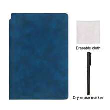 Portable & Fashionable A5 Reusable Whiteboard Notebook: Weekly Planner, Faux Leather Memo Pad, Free Whiteboard Marker And Eraser Cloth,School Supplies,Back To School,White Board - Multicolor - View 2