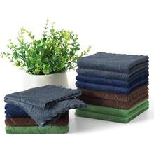 12 Pack Kitchen Dish Cloths (10 X 10 Inches, Cream Yellow), Super Soft And Absorbent Coral Velvet Dish Towels, Nonstick Oil Fast Drying Microfiber Cleaning Cloth, No Lint Household Dishcloths, 2025 - 海軍藍/深灰色/棕色/草綠色 - 查看 8